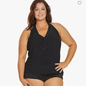 Flattering Black MagicSuit Sophie Halter Tankini underwire swim top, Sz 18.